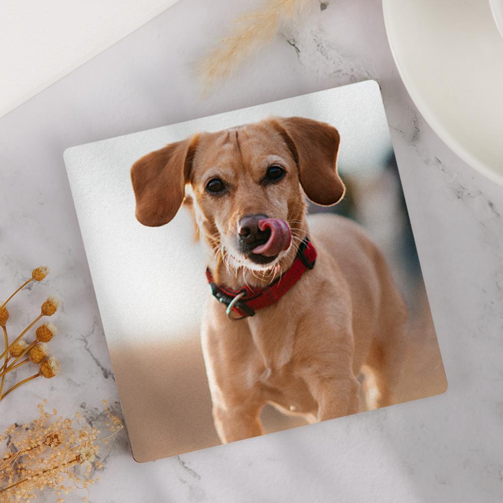 Pet Memorial Gift Photo Coaster with Dog Photo - Square