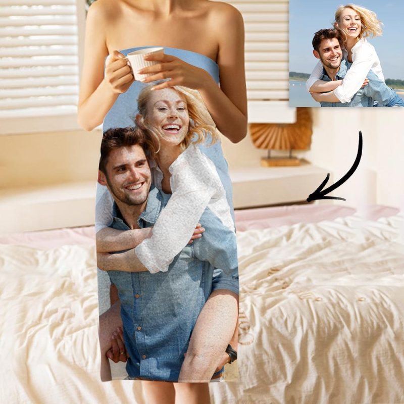 Custom Photo Bath Towels Beach Towels Ultrafine Fiber for Couple