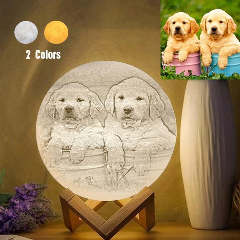 Dog Memorial Gifts 3D Printed Jupiter Lamp – Touch Two Colors (10-20cm)