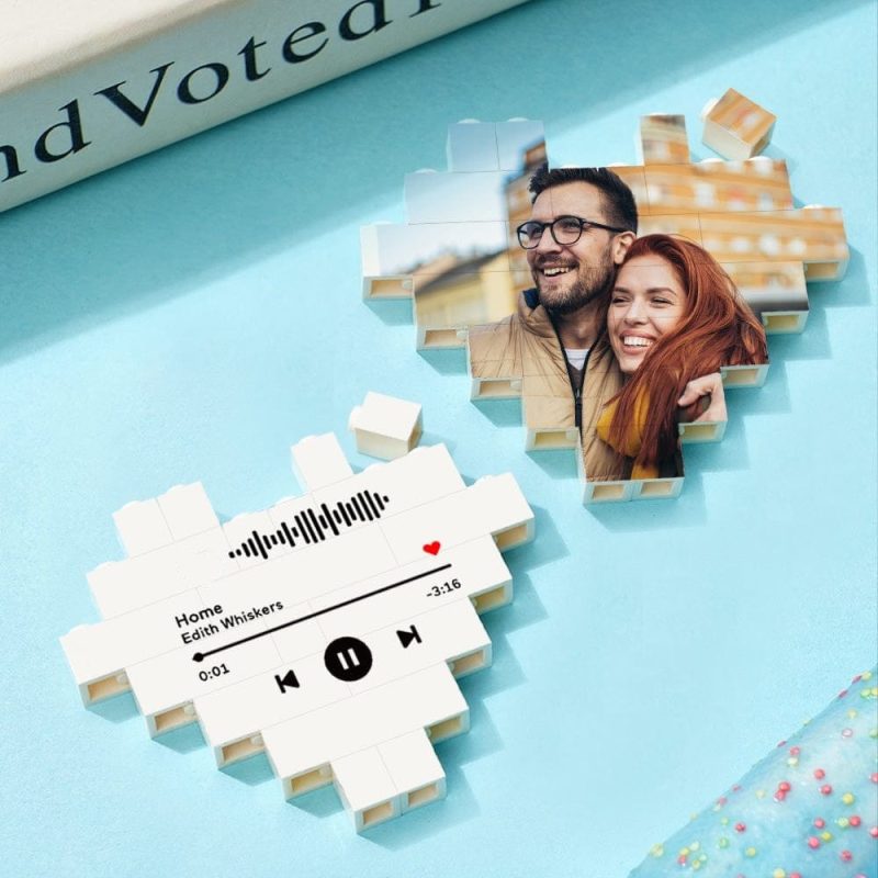 Custom Song Code Building Brick Personalized Photo Block Heart Shape