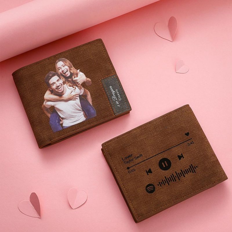 Scannable Spotify Code Wallet Photo Engraved Wallet Memorial Gifts