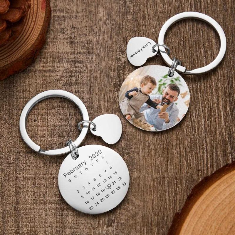 Personalized Calendar Keychain Picture Keychains Anniversary Gifts for Dad