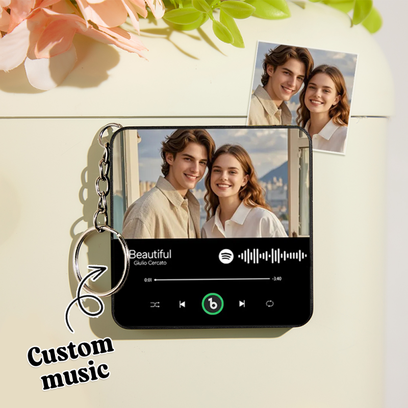 Personalized Song Mini Fridge Magnet Keychain Custom Music Fridge Magnet Spotify Album Mini Fridge Magnet Keychain Anniversary Gifts Valentine’s Day Gifts for Couple