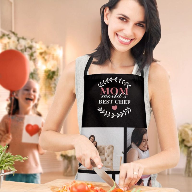 Mother’s Day Apron Custom Photo Collage Apron – Mom World’s Best Chef