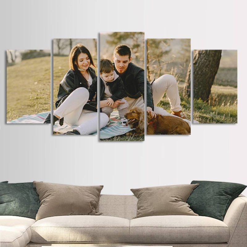 Father’s Day Canvas Father’s Day Gift Photo Canvas Print Family Gifts Wall Decor – 5pcs