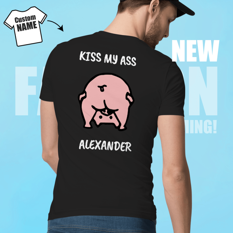 Personalized Name T-shirt Cartoon Pig Print Shirt