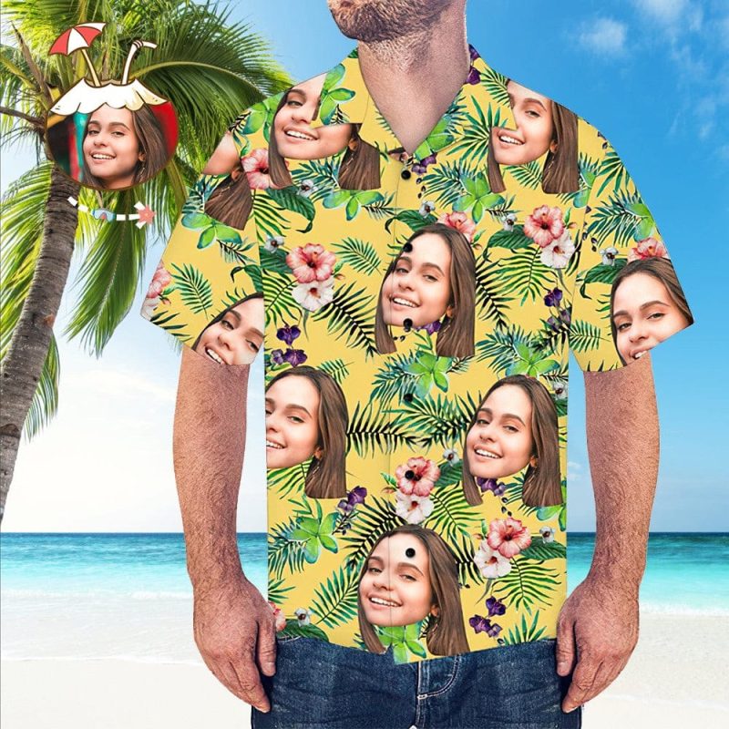 Custom Face Hawaiian Shirts with Face Gift For Husband – Flower