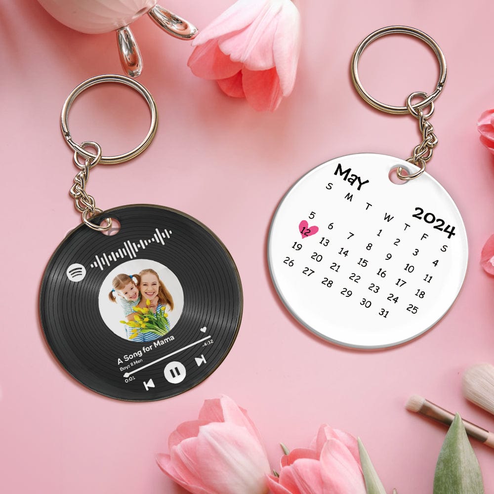 Mother's Day Gift Scannable Keychain Custom Music Song Calendar Keychains Spotify Code Keychain