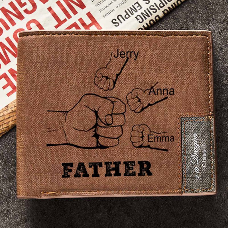 Custom Wallet Personalized Fists Wallet Men’s Bifold Wallet for Him