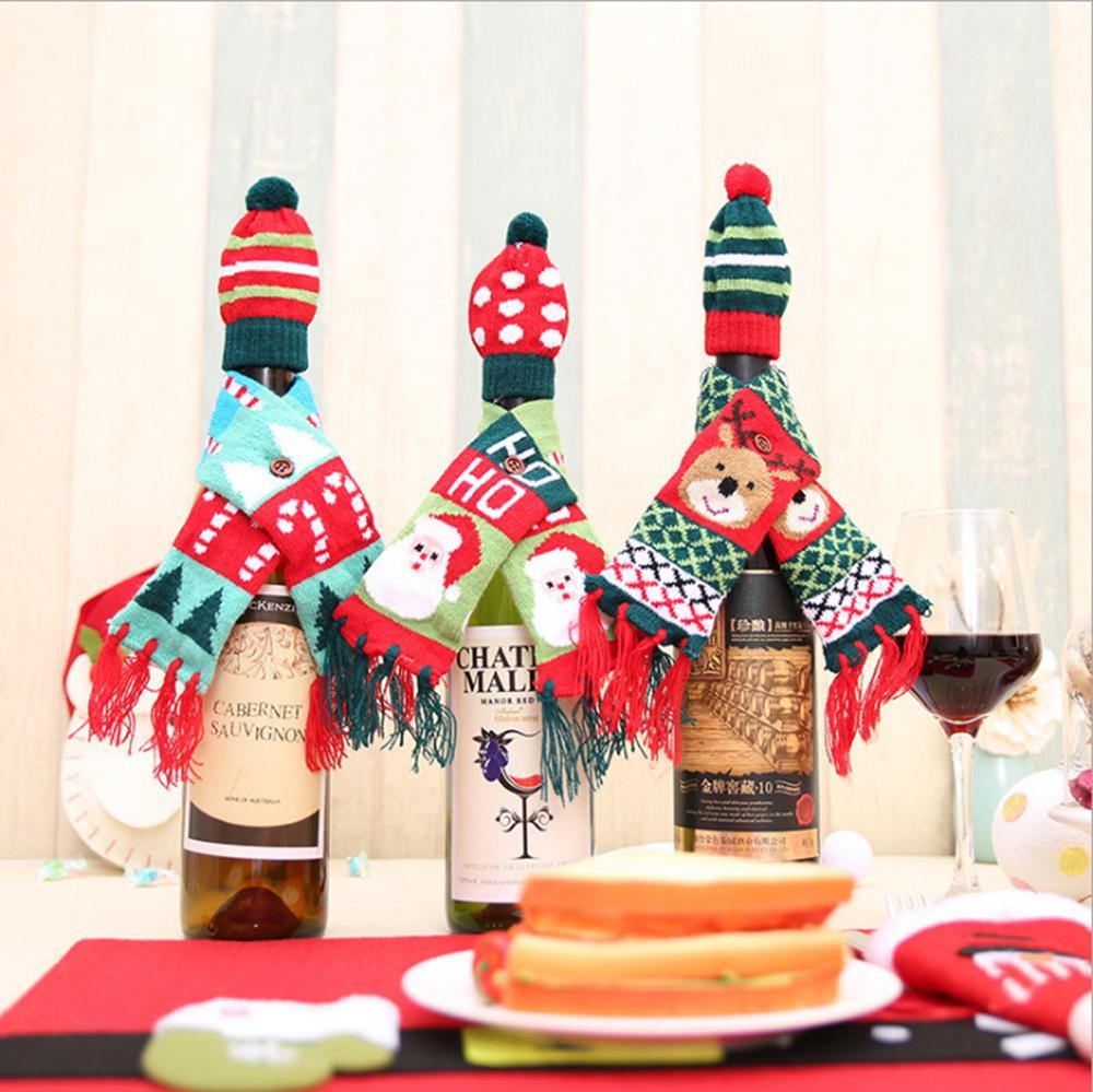 Christmas Ugly Sweater Wine Bottle Covers With Scarf Gift for Him - Image 2