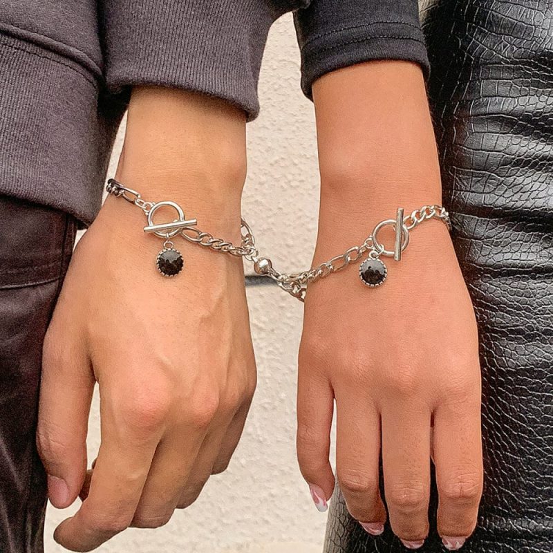 Magnetic Couple Bracelet Set Punk Design Valentine’s Day Gift for Couples