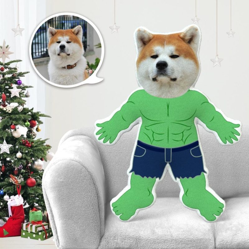 Custom Stuffed Animals Dog Photo Pillow Gifts for Dog Lovers Hulk Costume Gifts