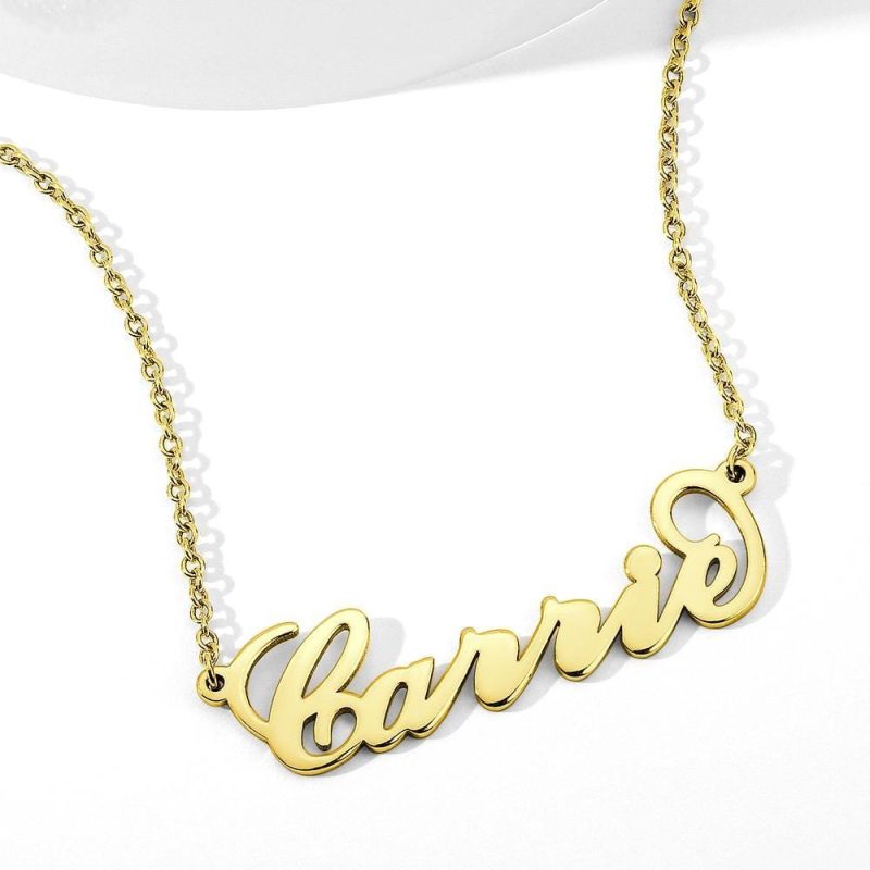 14K Gold Plated Carrie Name Necklace Copper Custom Necklace