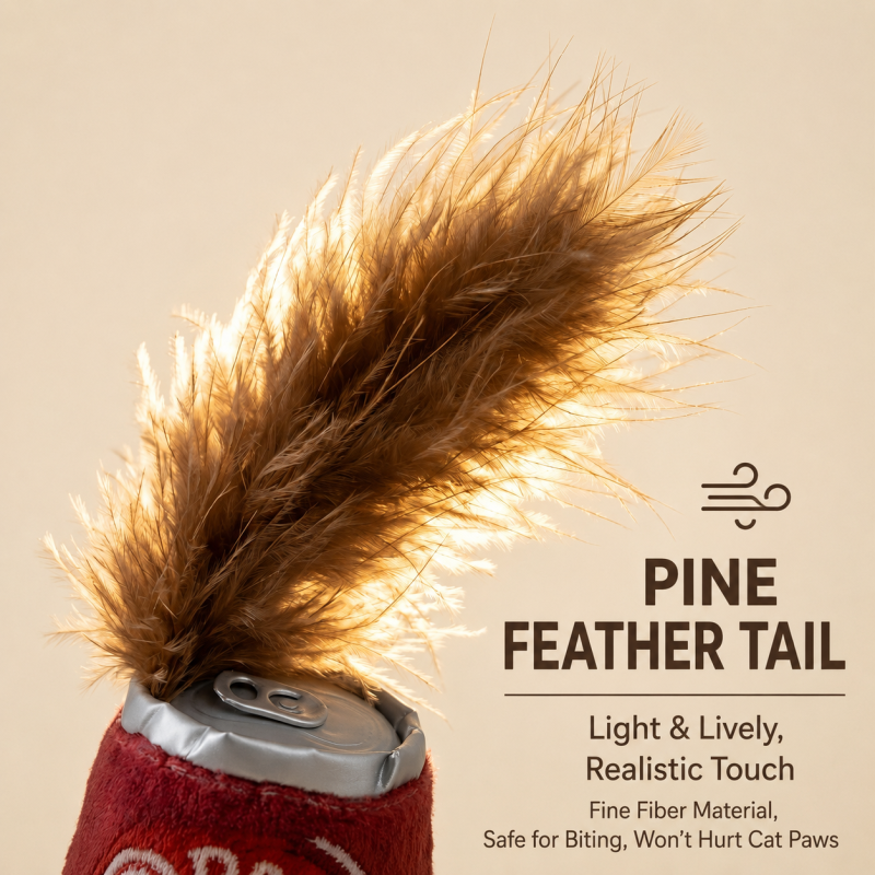 Cat Toy Soda Can With Rustling Paper & Feather Tail – Perfect Christmas Gift For Cat Lovers