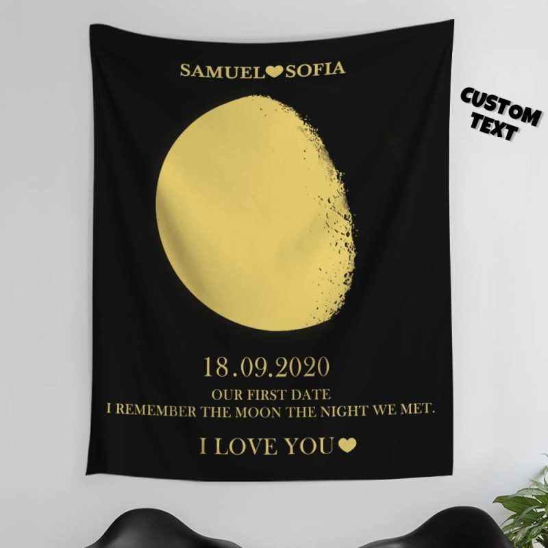 Personalised Moon Phase Tapestry Gifts for Her Home Wall Decor