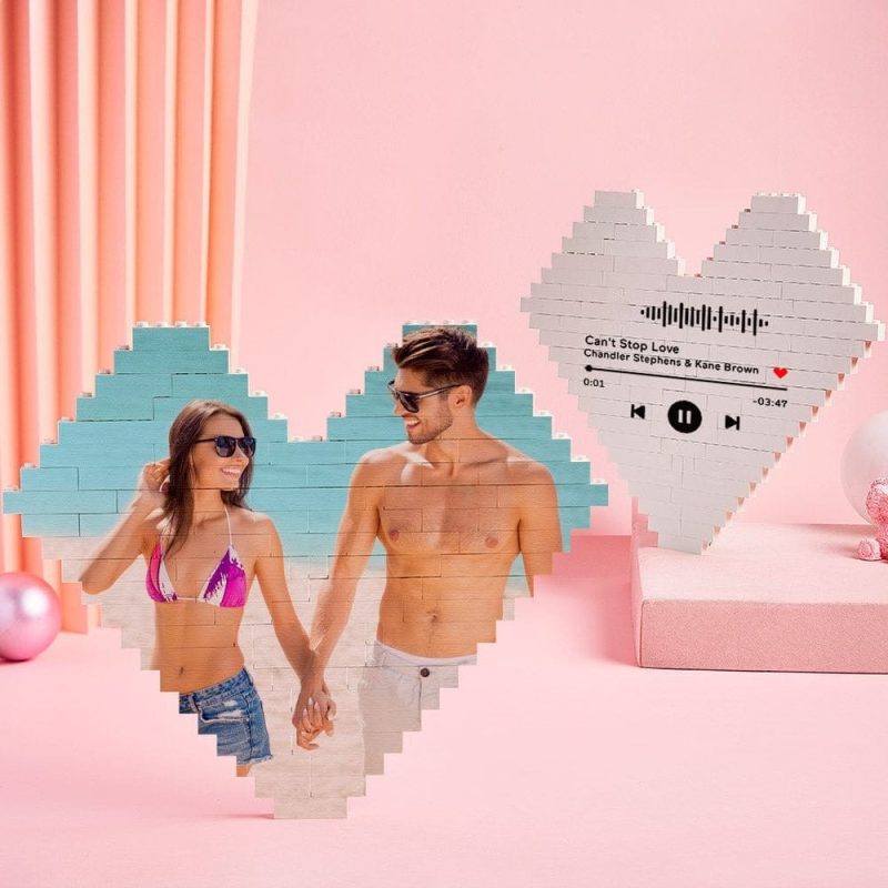 Custom Music Code Building Brick Personalized Photo Block Heart Shape