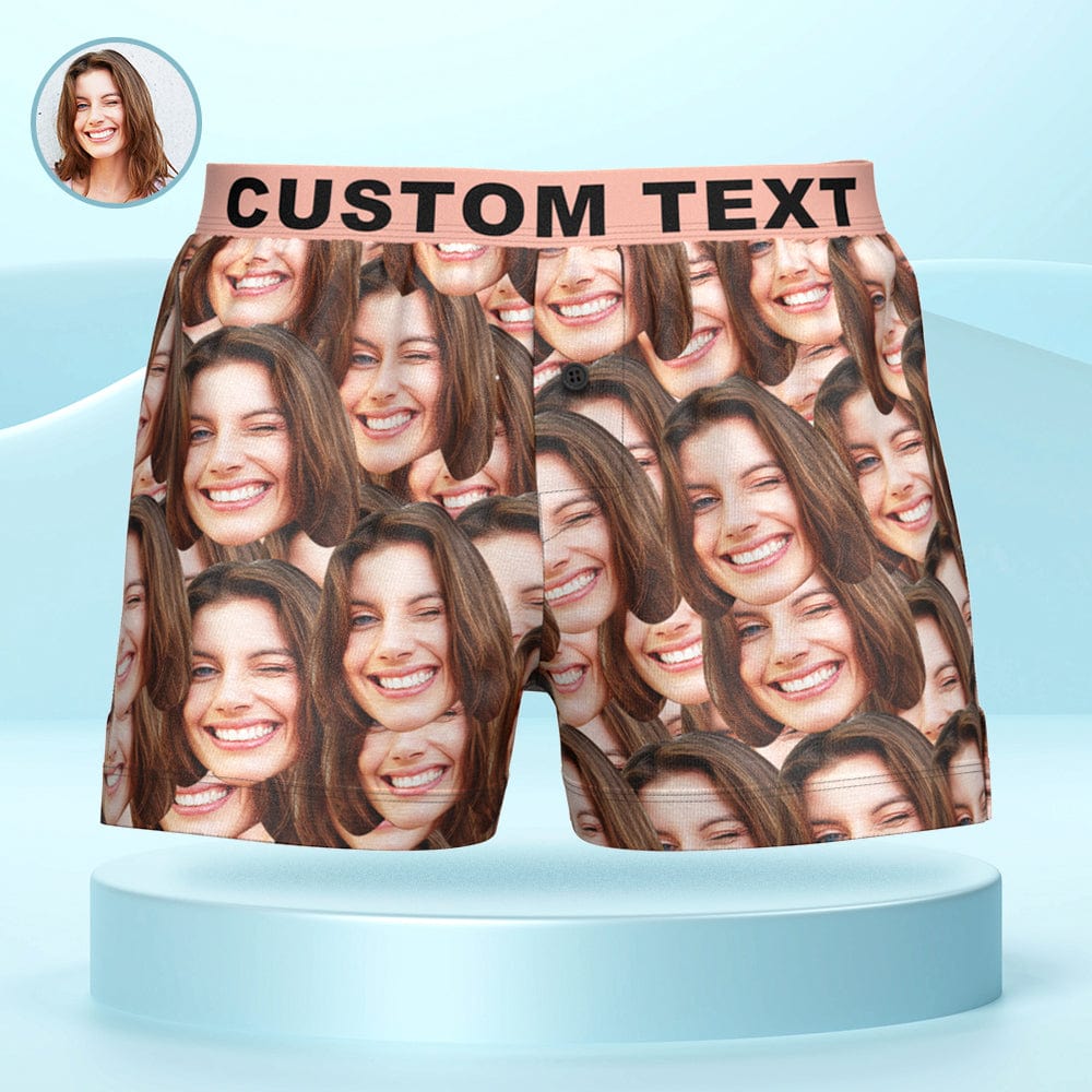 Custom Face Mash Design Boxer Shorts Personalized Waistband Casual Underwear for Him - Image 2