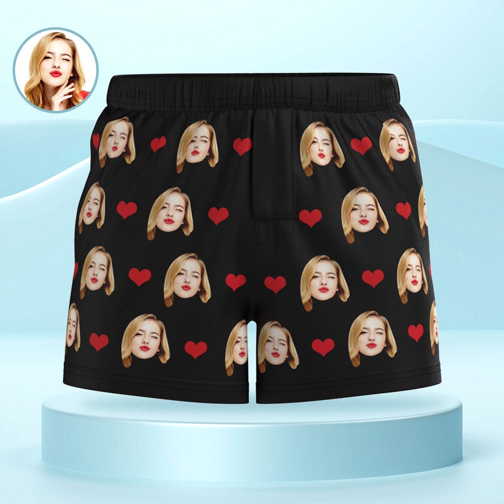 Custom Face Multicolor Boxer Shorts Love Hearts Personalized Photo Underwear Gift for Him - Image 2