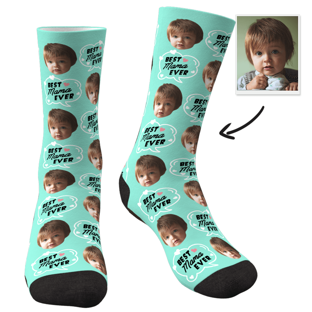 Custom Photo Socks - "Best Mom Ever" Theme Christmas Gift For Mom