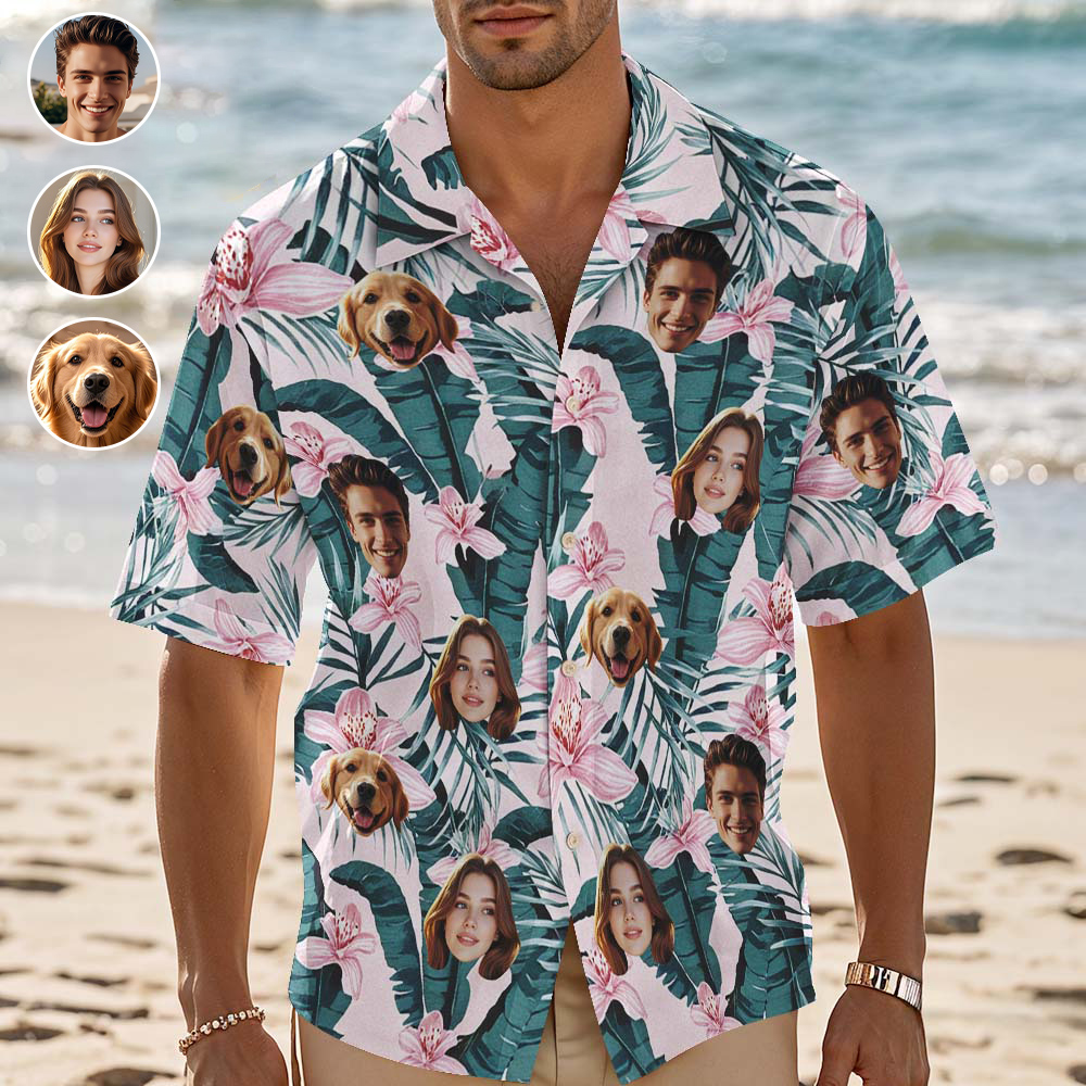 Custom Hawaiian Shirt Flowers And Leaves Personalized Photo Hawaiian Shirt Funny Gift - Image 3