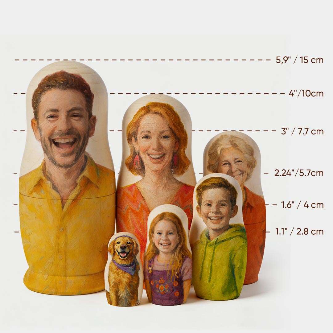 Personalized Portrait Nesting Doll Custom Photo Oil Painting Style Gift Family Matryoshka Doll Christmas Gift - soufeeluk - Image 2