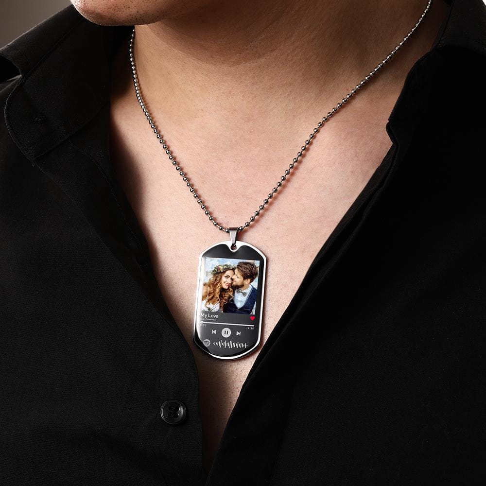 Spotify Necklace Personalized Music Spotify Code Stainless Steel Couple Photo Necklace - Image 3