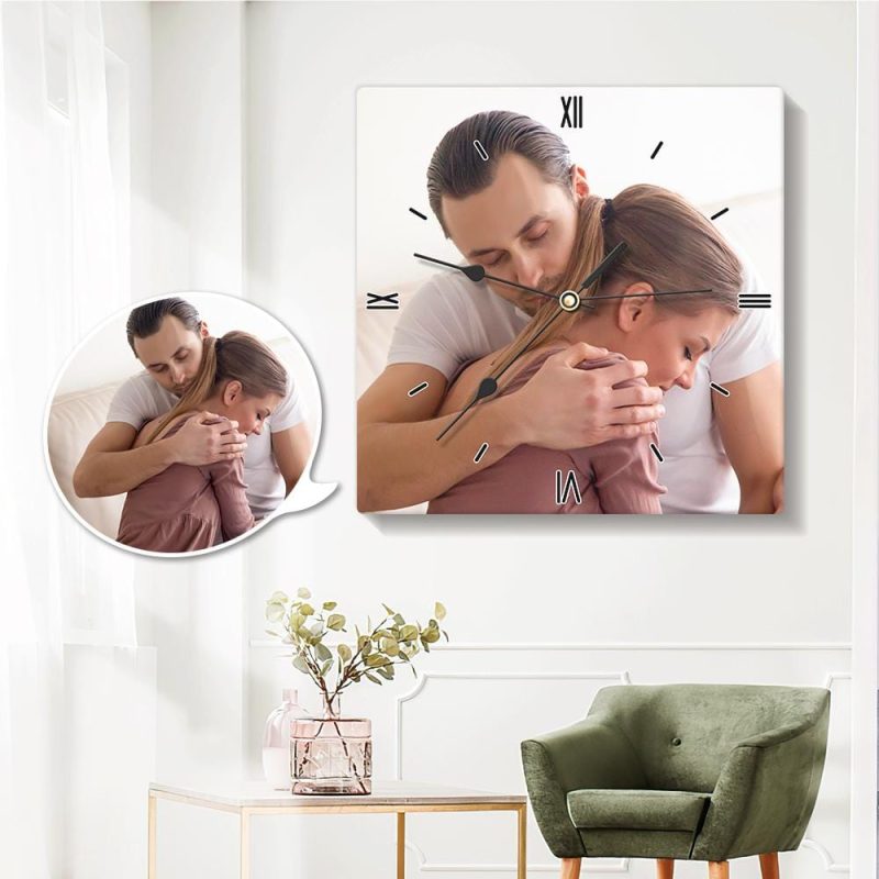Picture Clock Custom Wall Clock Housewarming Gift For Couple – 20*20cm