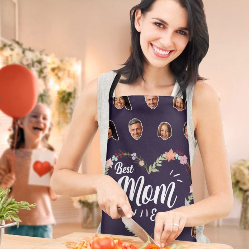 Mother’s Day Apron Personalized Apron with Face Best Mom Ever Waterproof