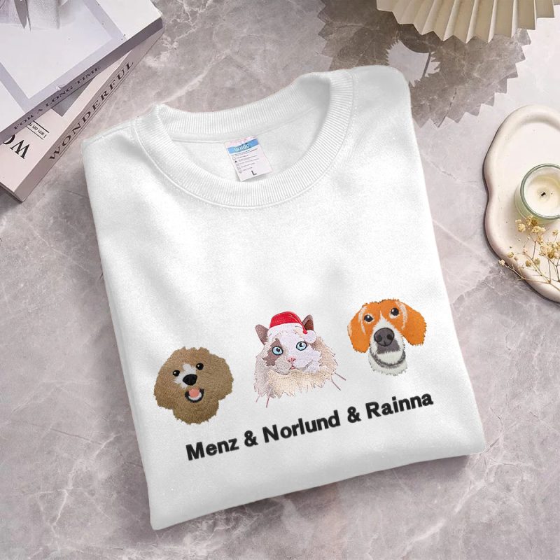 Personalized Embroidered Pet Portrait Organic Jumper Sweatshirt Gift for Pet Lover
