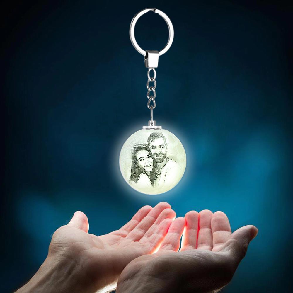 Photo Moon Lamp Keychain Custom Keychain Personalized Valentines Day Gifts