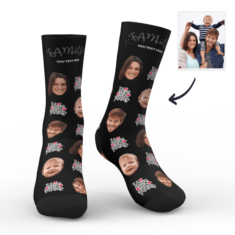 Custom Photo Socks Love Family Two Faces Mash Socks