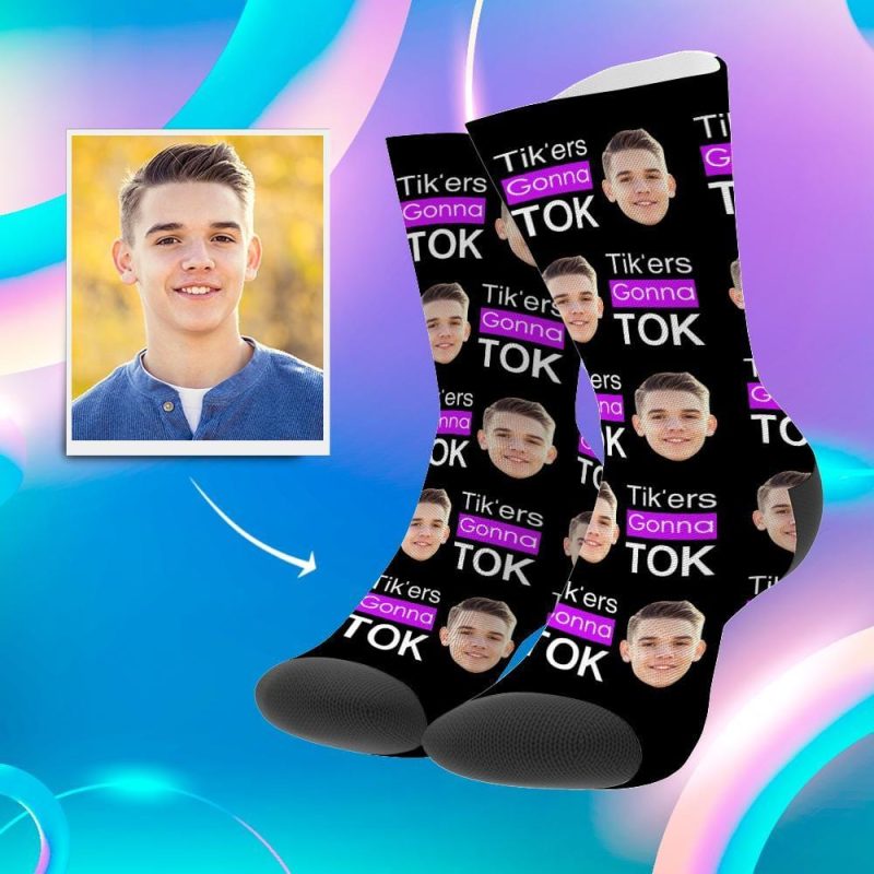 Tiktok Socks Personalised Face Socks Gifts For TikTok Lovers Tikers Gonna Tok