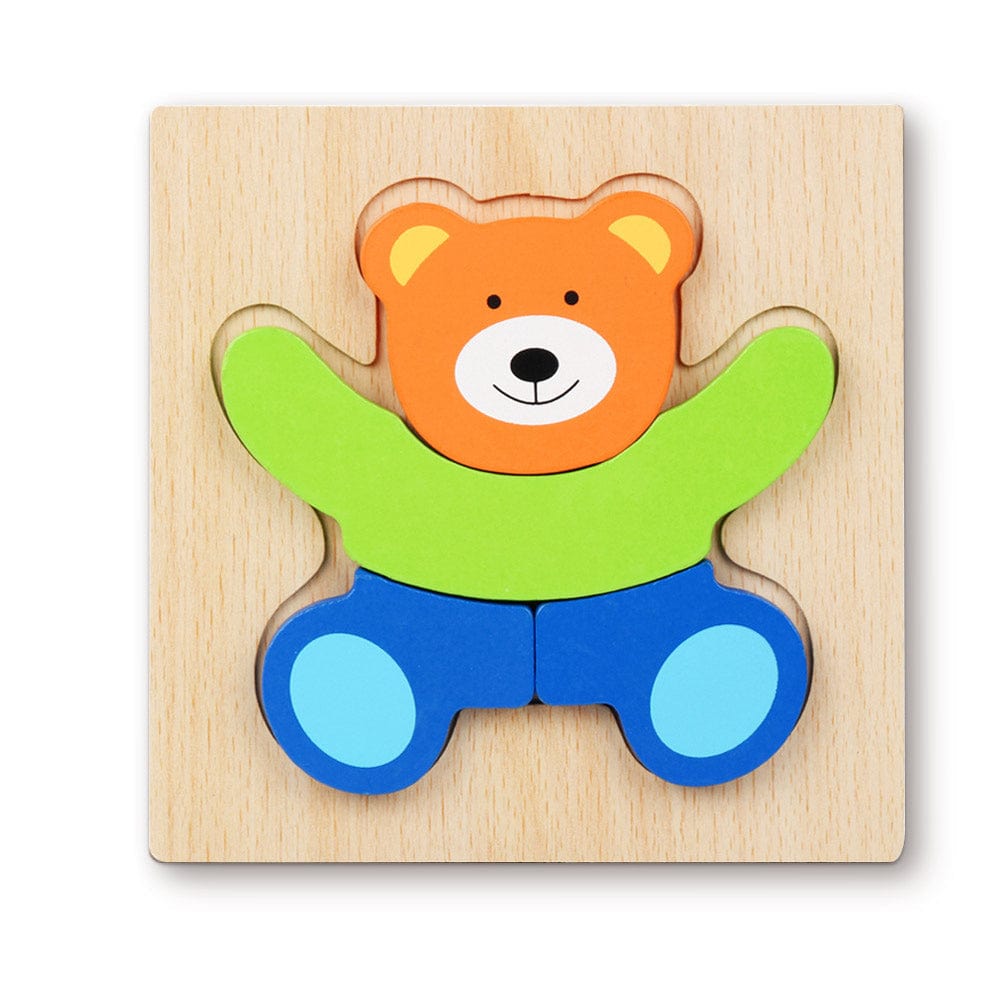 Wooden 3D Jigsaw Puzzle Bear Shape Puzzles Educational Learning Montessori Toys for Toddlers - Image 2