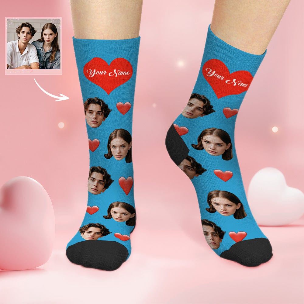 Custom Socks With Couple's Faces Colorful Socks Valentines Day Gifts - Image 2