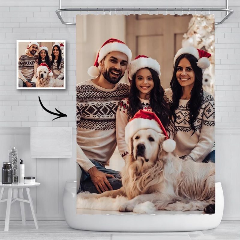 Custom Photo Shower Curtains Personalized Bathroom Curtains Family Christmas Gifts Bathroom Gifts