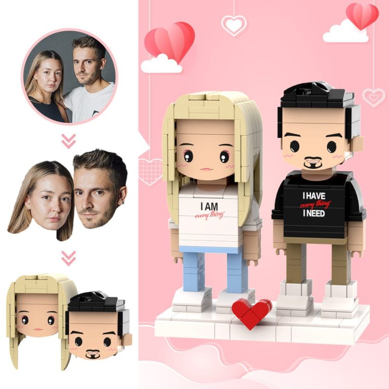 Valentine’s Day Gifts Custom Head 2 People Cute Brick Figures Wife is Everything Brick Figures