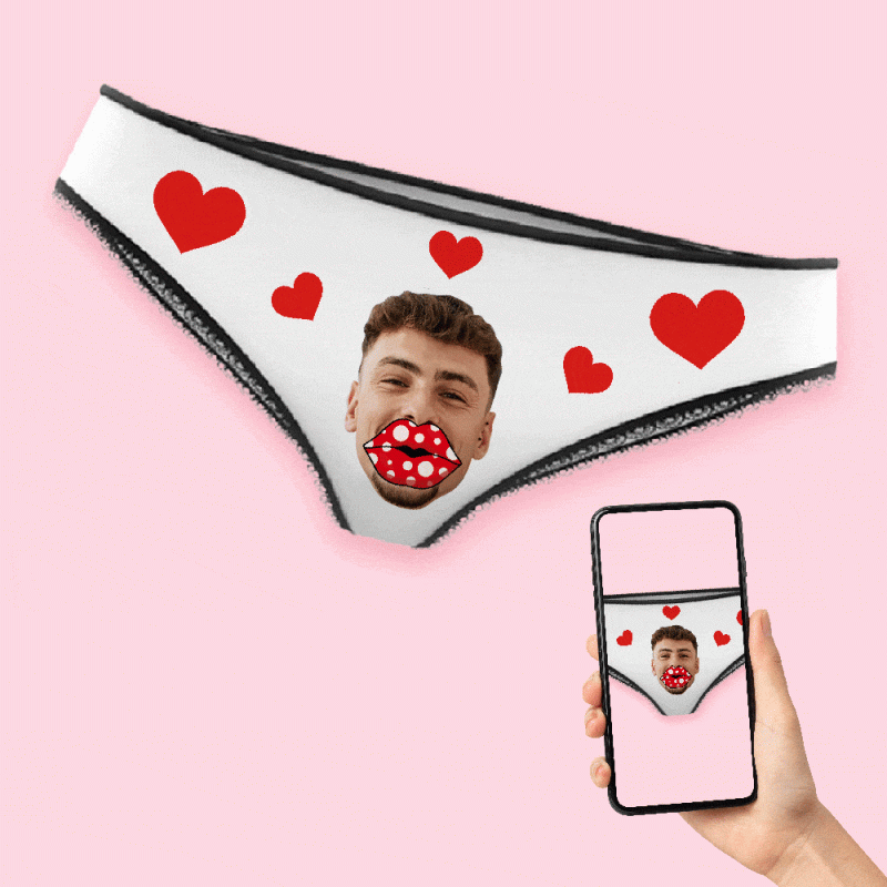Custom Face Heart Boxers Personalized Lips Thongs Valentine’s Day Gift For Her