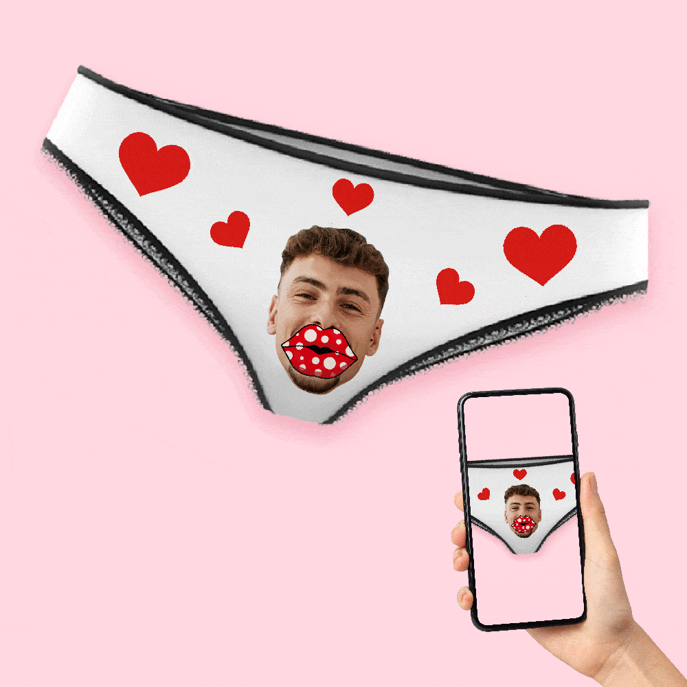 Custom Face Heart Boxers Personalized Lips Thongs Valentine's Day Gift For Her