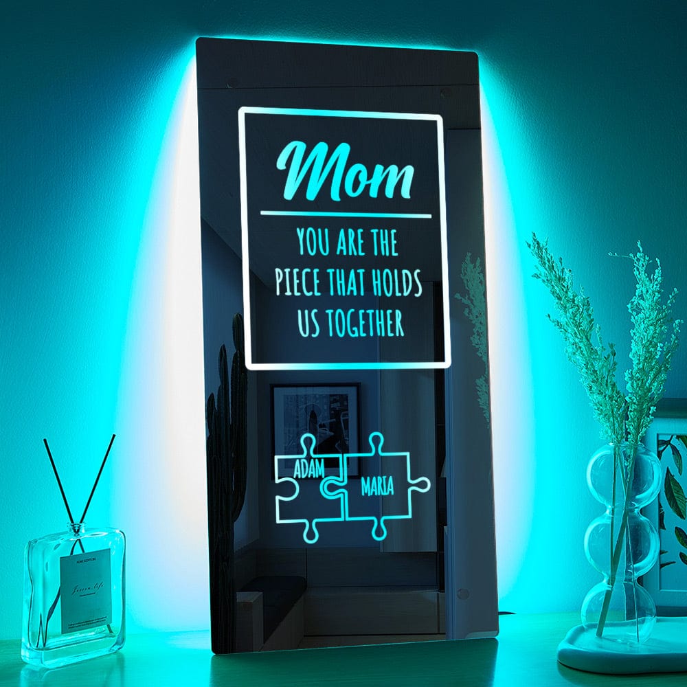 Personalized Name Mirror Light Mom Puzzle Family Gift - Image 3