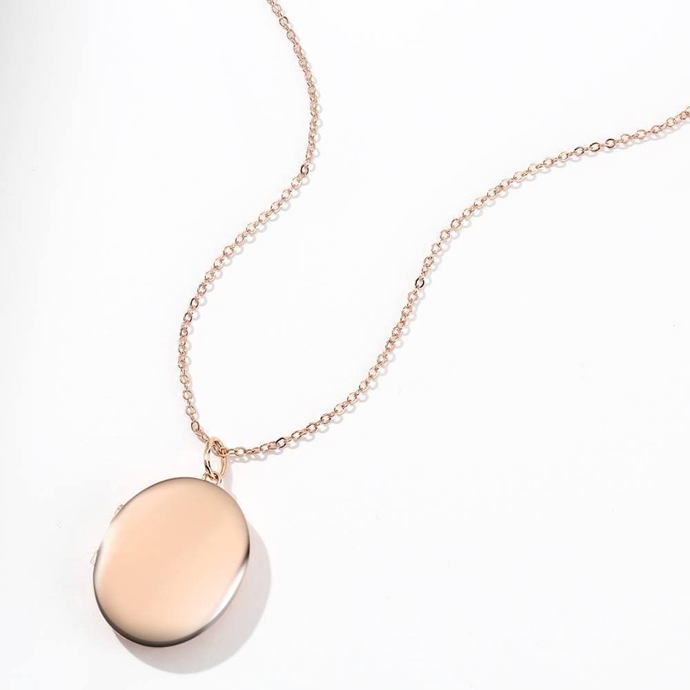 Photo Locket Necklace With Name Oval Rose Gold Plated - Image 5