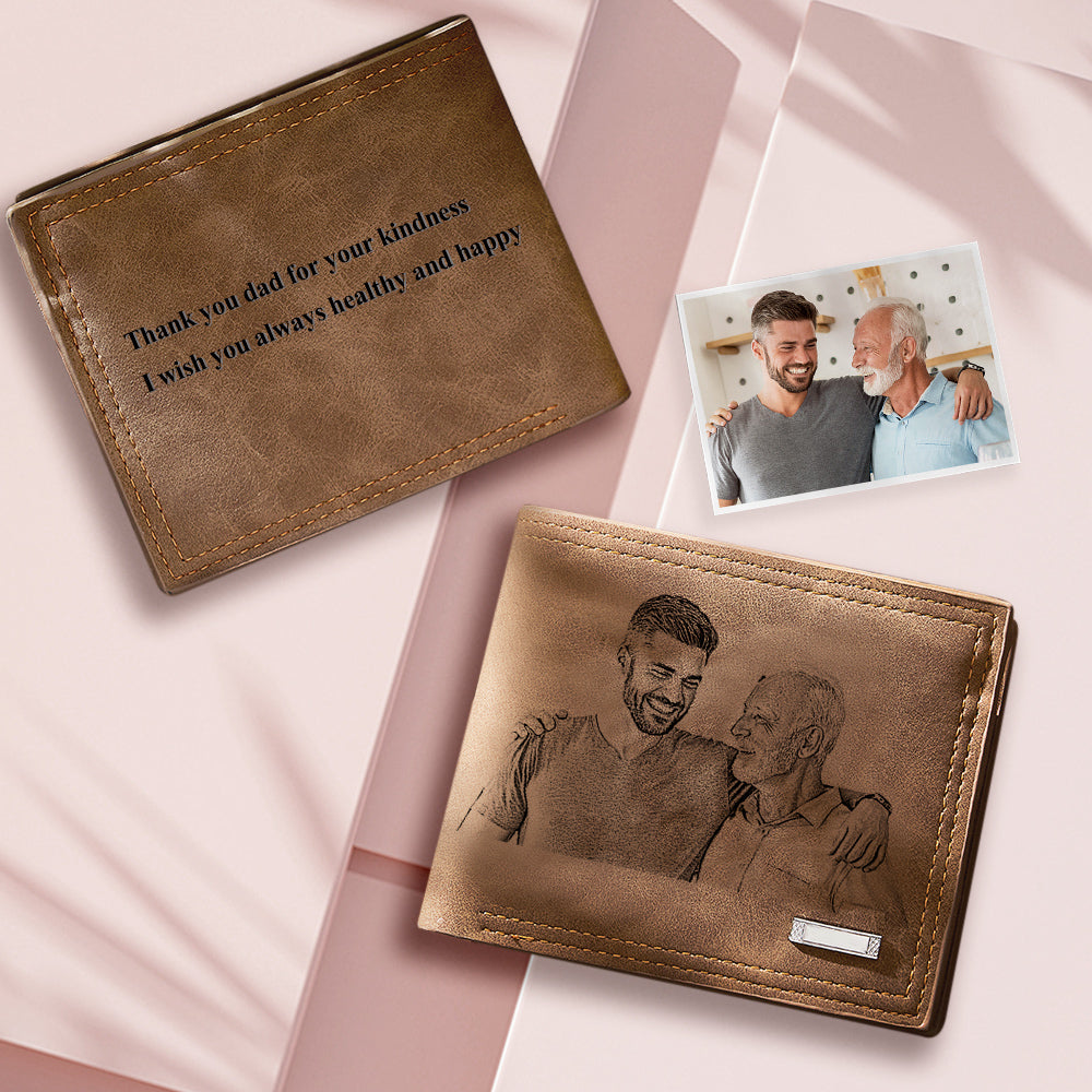 Gift For Dad Custom Engraved Photo Wallet Men's Commemorate Gifts - Image 2