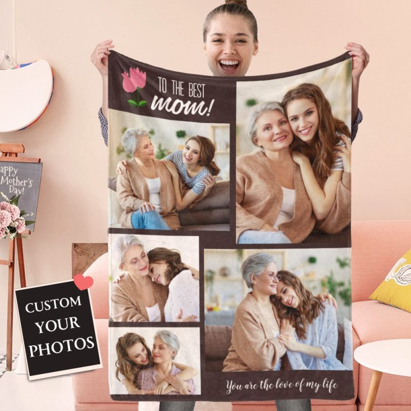 Mother’s Day Blanket Personalized Photo Blanket Family Blanket Unique Gift for Mom