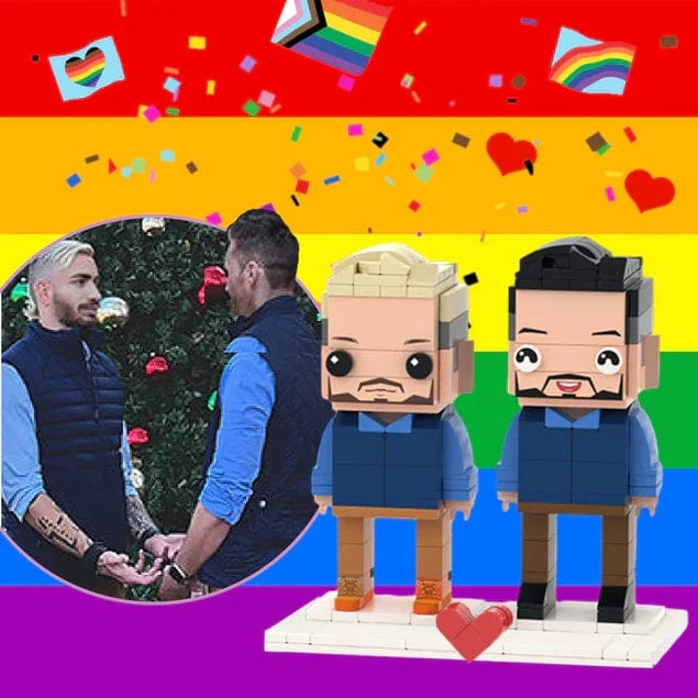 Customizable Fully Body 2 People LGBT Custom Brick Figures Male Couple Gift Brick Me Figures