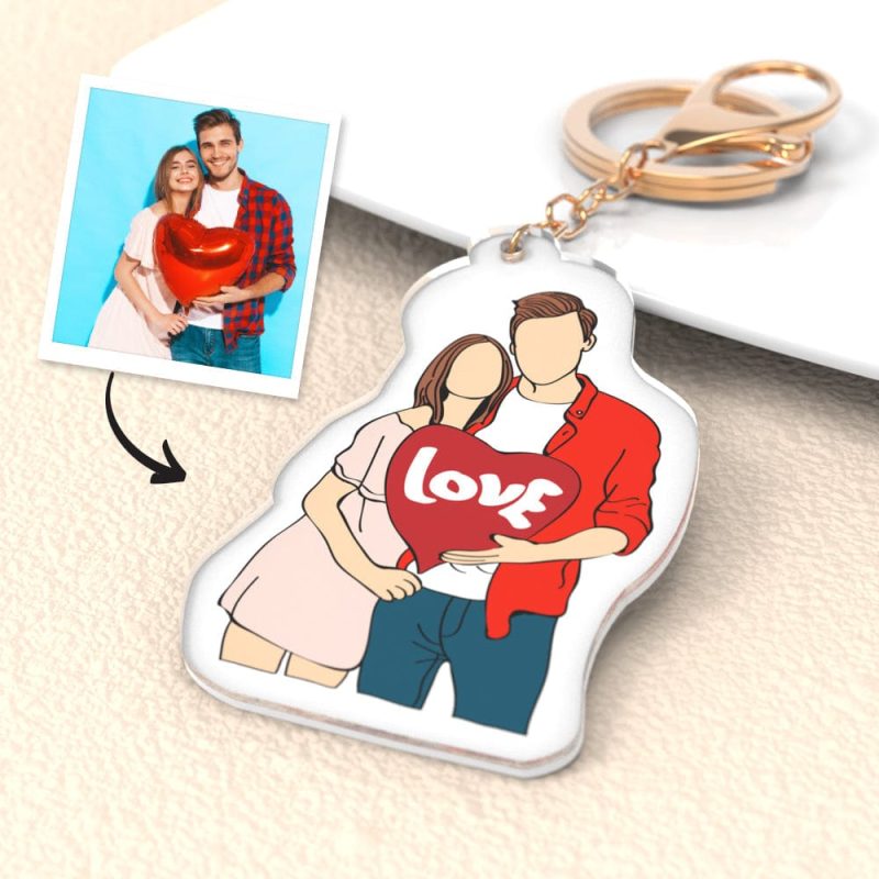 Personalized Faceless Portrait Keyring Custom Portrait Keychains Birthday Gifts
