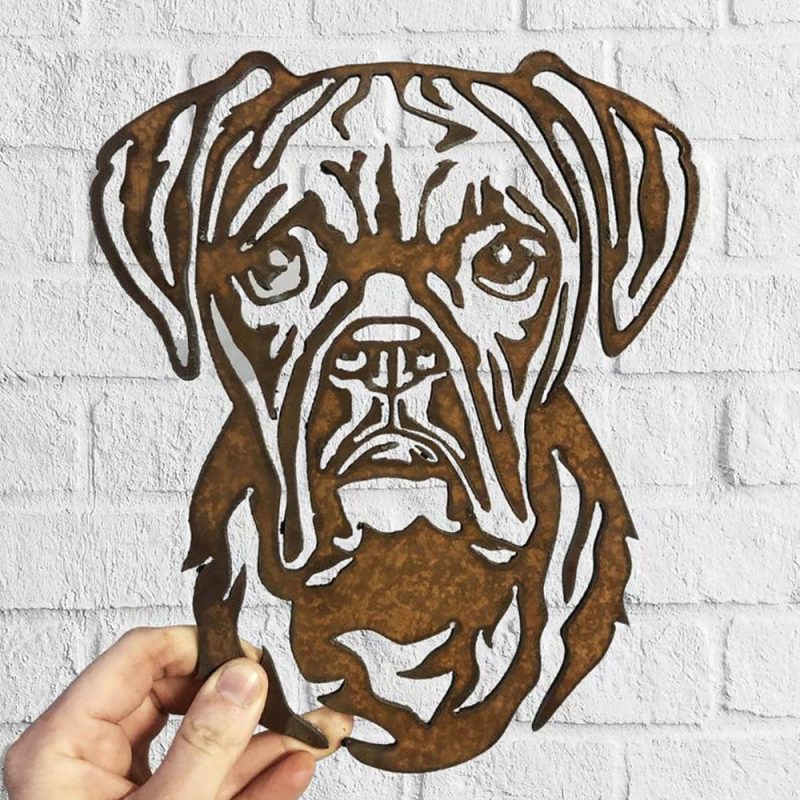 Dog Metal Wall Art Hanging Home Decor Puppy Pet Boxer