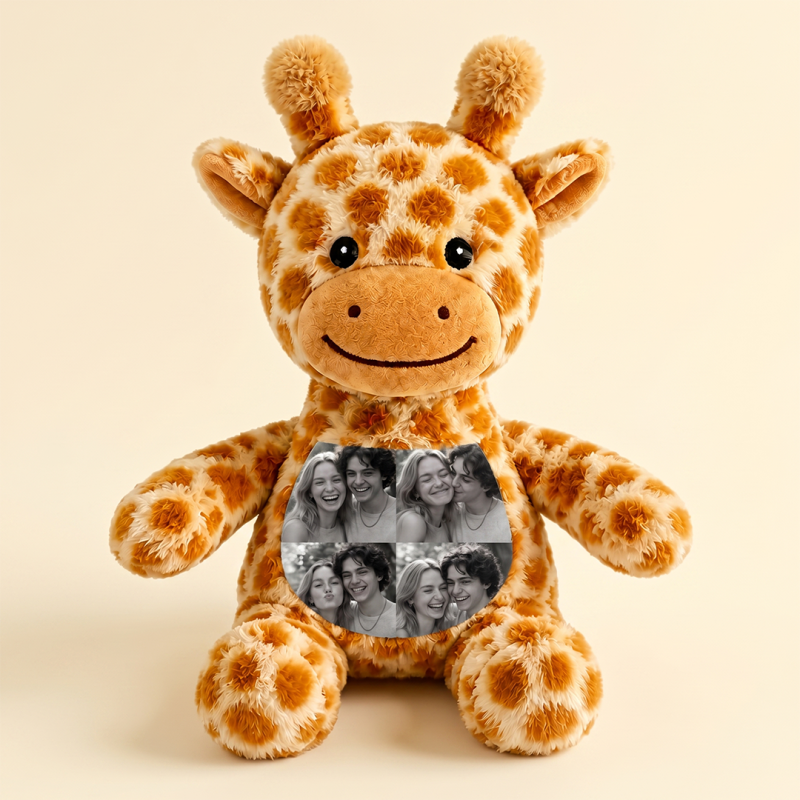 Custom Photo Giraffe Plush Personalized Picture Collage Giraffe Stuffed Animal Toy Cute Safari Plushie Anniversary Couple Gift For Girlfriend Boyfriend 5