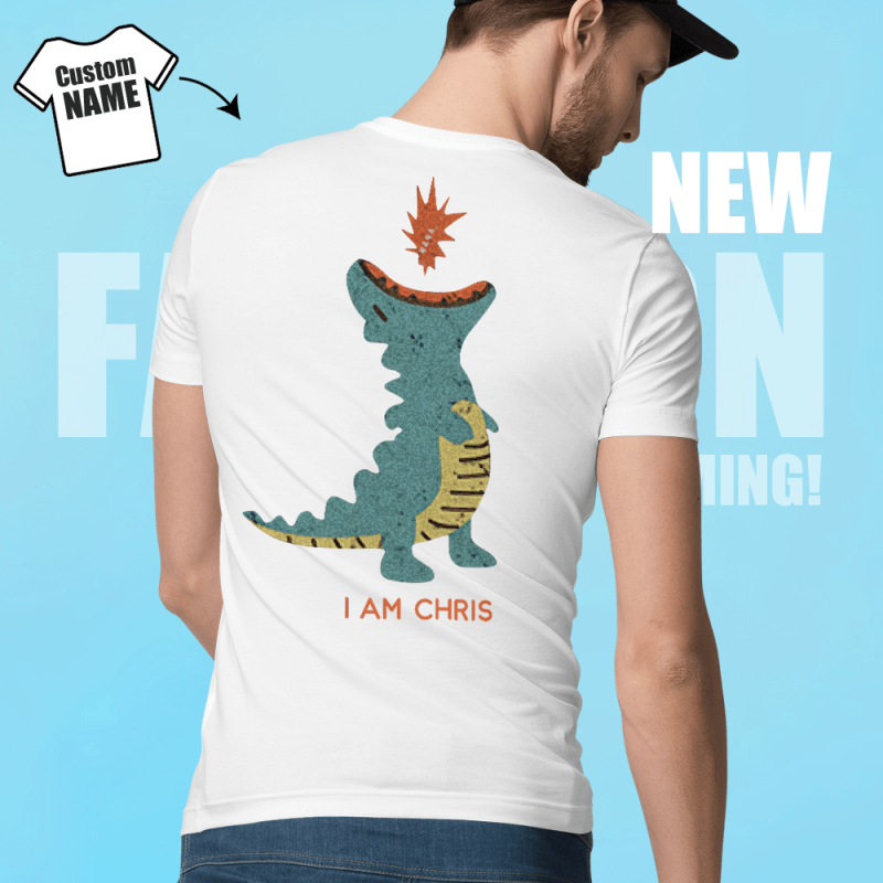 Custom Name Shirt Gifts Cartoon Dinosaur Print Short Sleeve Shirt