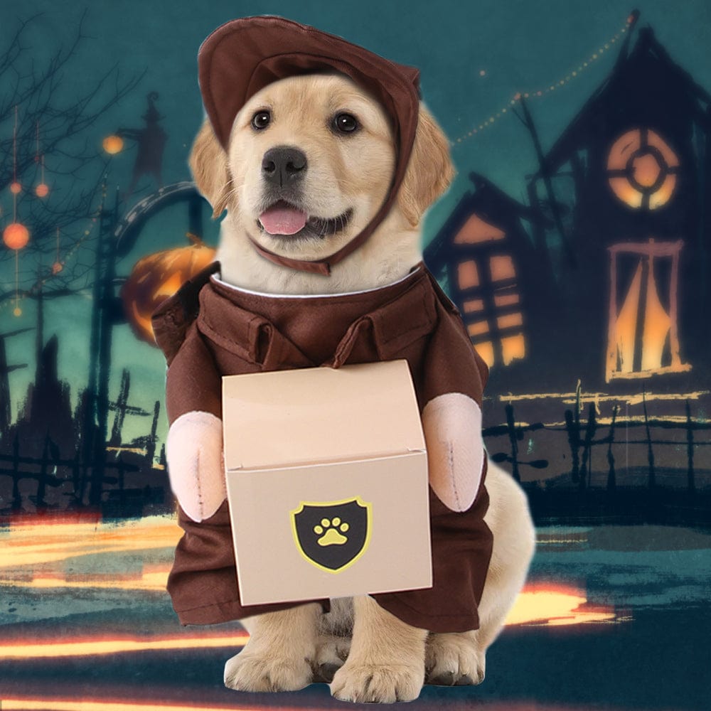 Halloween Courier Pet Costume Halloween Courier Style Pet Dressing up Cosplay Party Costume with Hat for Pet