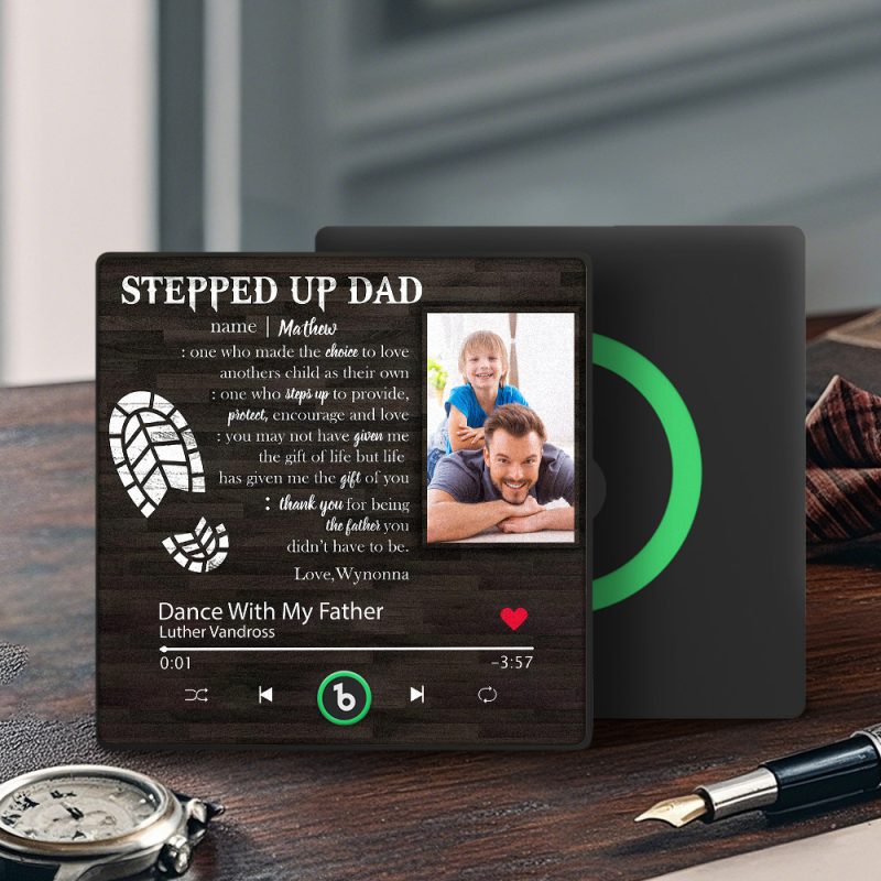 Custom Photo Stepped Up Dad Music Fridge Magnet That Can Play Songs Father’s Day Gift for Father
