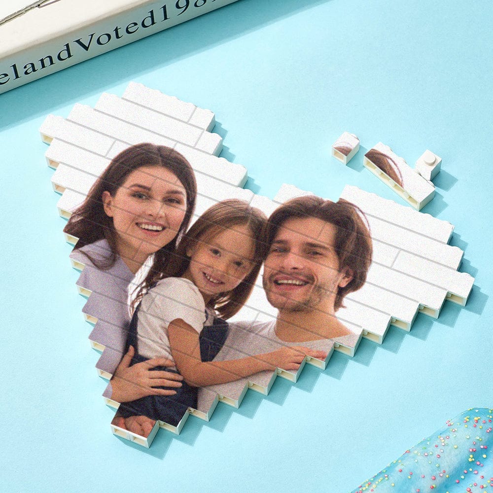 Personalized Building Brick Personalised Photo Block Heart Shaped Gifts for Family - Image 2